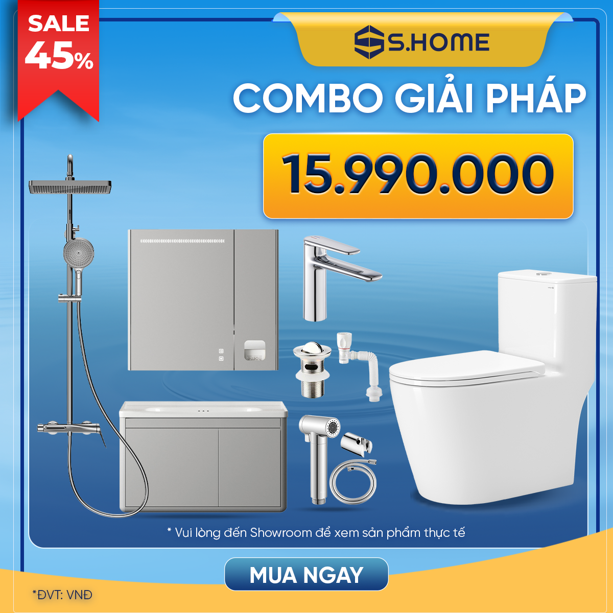 Combo Thiết Bị Phòng Tắm Ấn Tượng 15.990k
